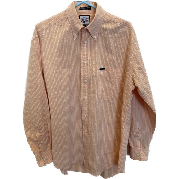 Vintage Faconnable Men’s Button-Up Shirt Orange Striped M Cotton Made In USA - Picture 1 of 7